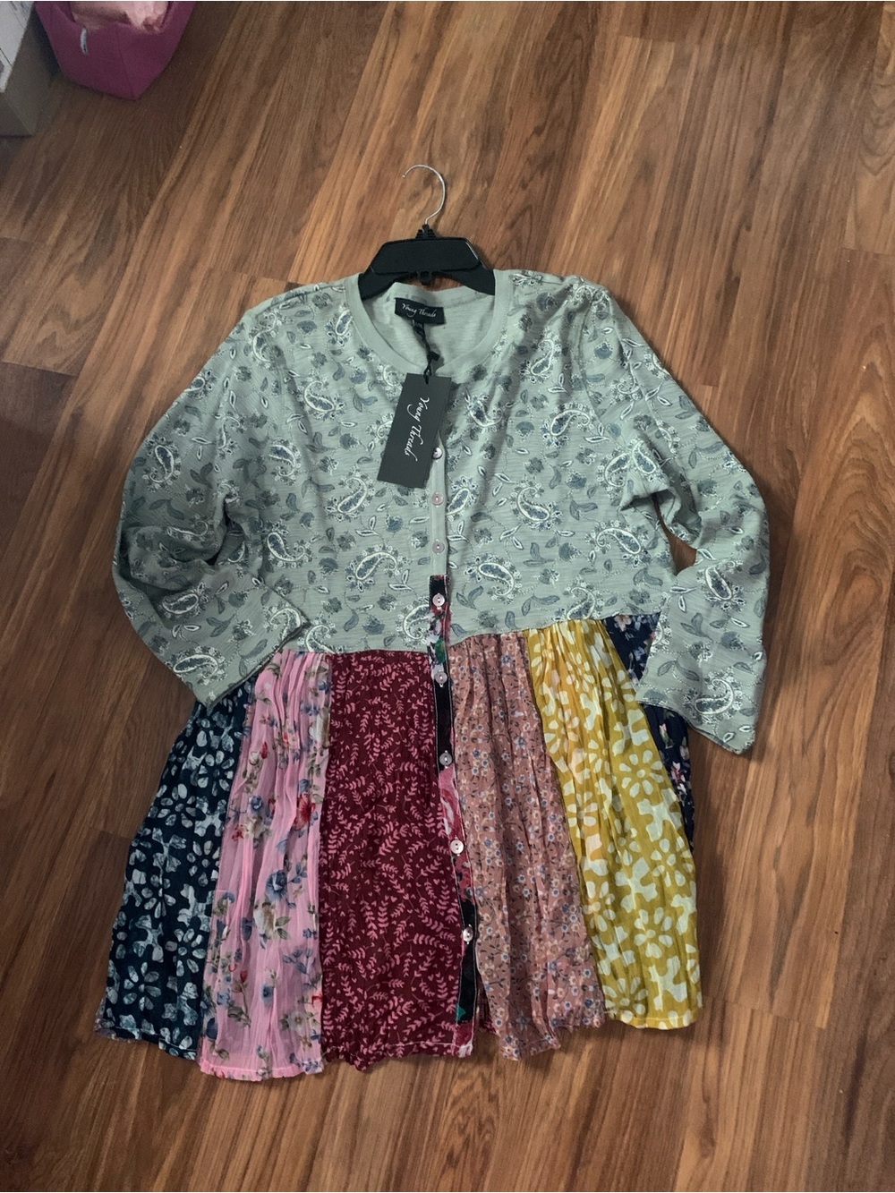 Multicolor Patchwork Button-Front Women's Jacket